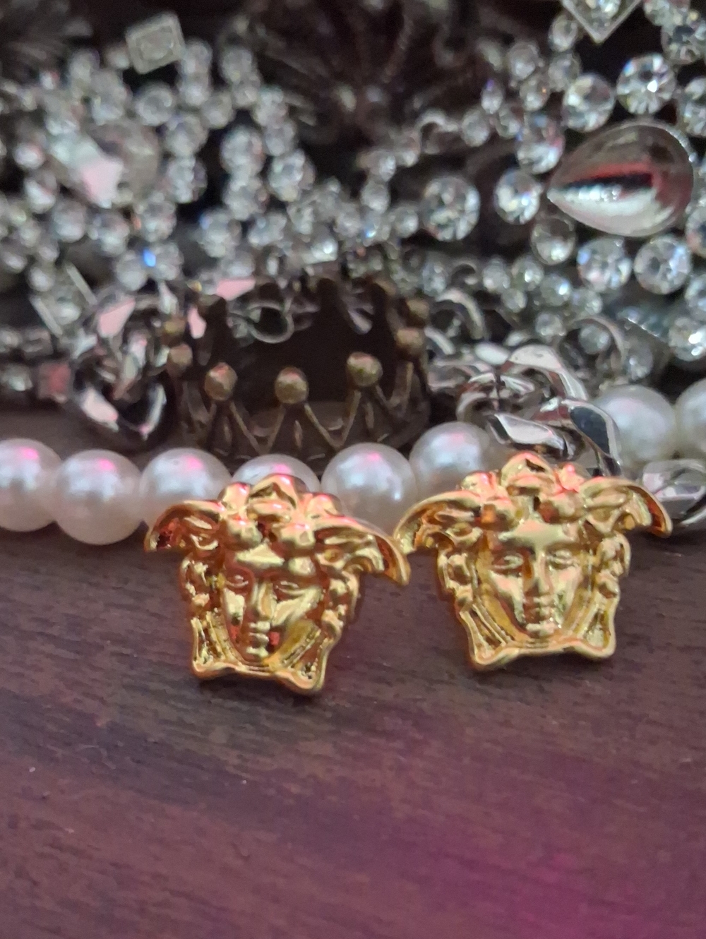 Gold Medusa Head Stud Earrings - Designer  Women’s Jewelry